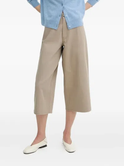 Samsoe & Samsoe Cotton Cropped Trousers In Neutral