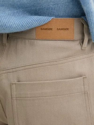 Samsoe & Samsoe Cotton Cropped Trousers In Neutral