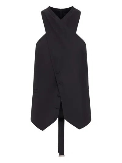 Max Mara Wool And Satin Gabardine Vest In Black