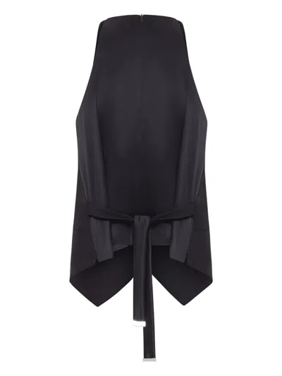 Max Mara Wool And Satin Gabardine Vest In Black