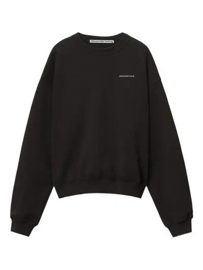Alexander Wang Crewneck Pullover In Dense Fleece In Black
