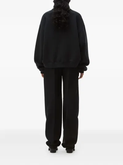 Alexander Wang Crewneck Pullover In Dense Fleece In Black