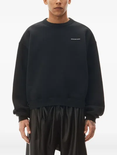 Alexander Wang Crewneck Pullover In Dense Fleece In Black