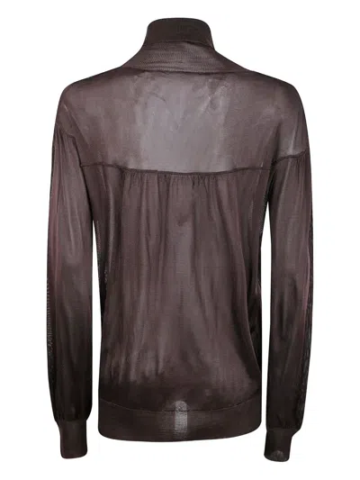 Aviu Viscose Turtle Neck Sweater In Brown