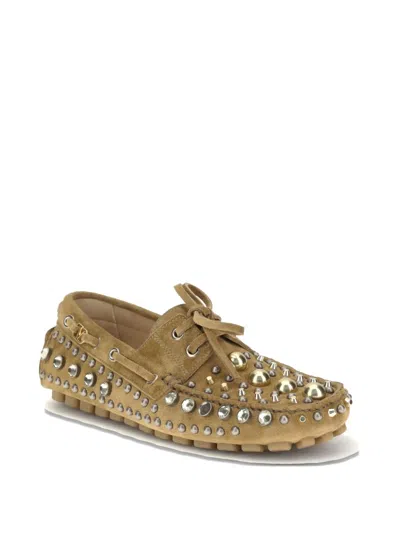 Valentino Garavani Crystal-embellished Loafers In Brown