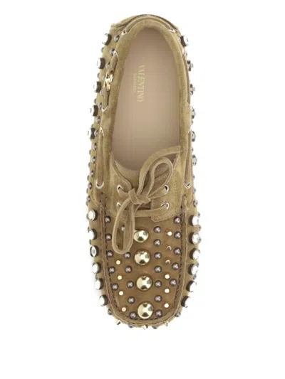 Valentino Garavani Crystal-embellished Loafers In Brown