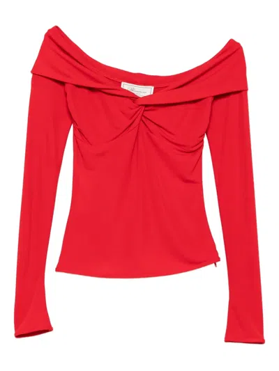 Blumarine Twist-detail Off-shoulder Top In Red