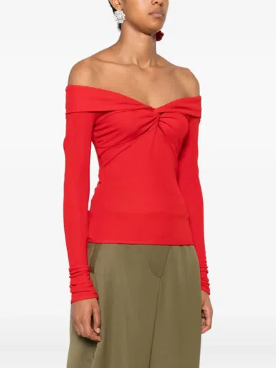 Blumarine Twist-detail Off-shoulder Top In Red