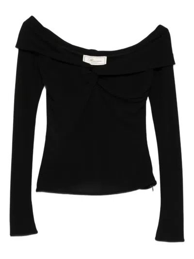 Blumarine Off-shoulder Twist-front Top In Black