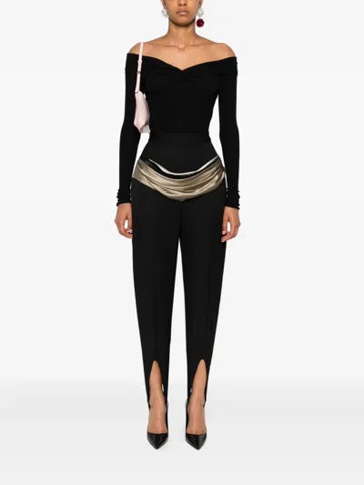 Blumarine Off-shoulder Twist-front Top In Black