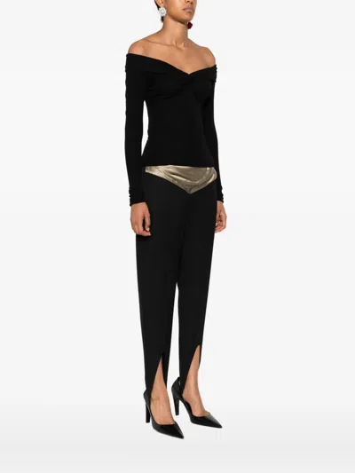 Blumarine Off-shoulder Twist-front Top In Black