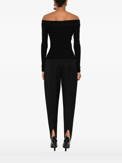 Blumarine Off-shoulder Twist-front Top In Black