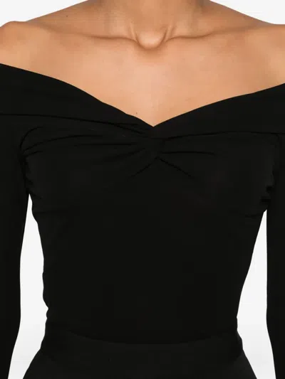 Blumarine Off-shoulder Twist-front Top In Black