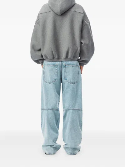 Alexander Wang Star Zip Up Hoodie In Dense Fleece In Gray