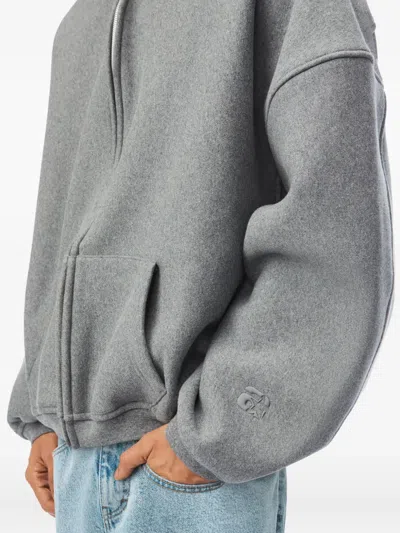 Alexander Wang Star Zip Up Hoodie In Dense Fleece In Gray