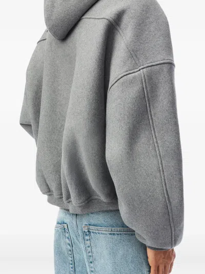 Alexander Wang Star Zip Up Hoodie In Dense Fleece In Gray
