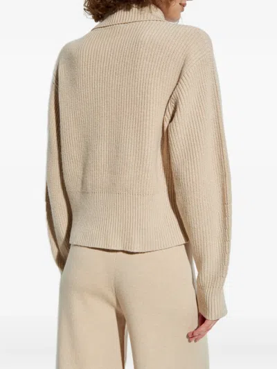 Max Mara Cashmere Wool Zip Collar Sweater In Neutral