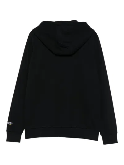 Iceberg Logo Graphic Hoodie Long Sleeves In Black