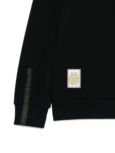 Iceberg Logo Graphic Hoodie Long Sleeves In Black