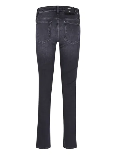 7 For All Mankind Stretch Cotton Denim Low Skinny Jeans With Classic Five-pocket Design In Blue