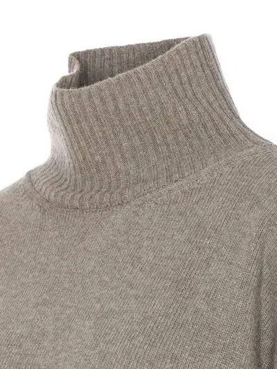 Roberto Collina Turtleneck Long-sleeved Sweater In Gold