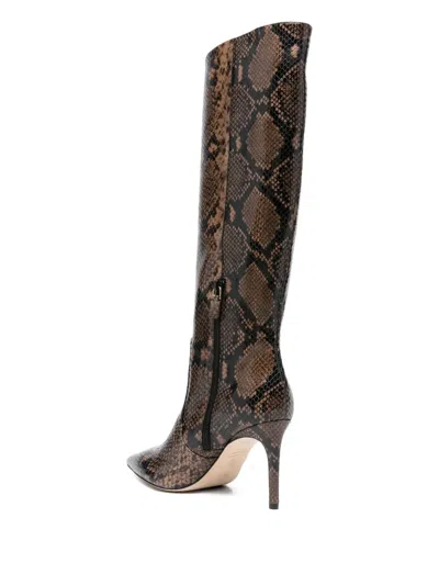 Stuart Weitzman Vinnie Snake-printed Leather Knee Boots In Brown