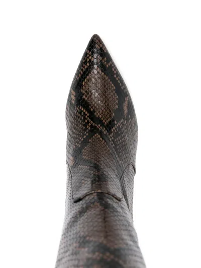 Stuart Weitzman Vinnie Snake-printed Leather Knee Boots In Brown