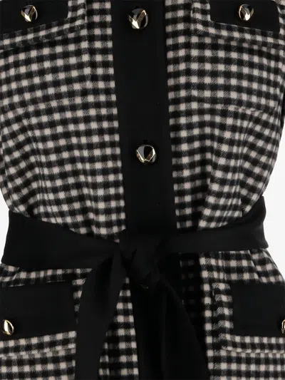 Valentino Womens Avorio Nero Gingham-pattern Wool And Cashmere-blend Coat In Gray