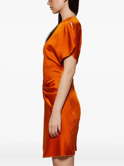 Victoria Beckham Womens Sunset Orange Ruched Regular-fit Woven Mini Dress