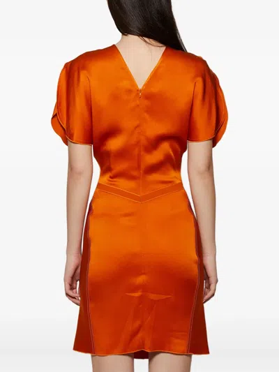 Victoria Beckham Womens Sunset Orange Ruched Regular-fit Woven Mini Dress