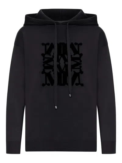 Max Mara Women Pamir Virgin Wool Sweater With Maxmaragram Flocked Motif In Black