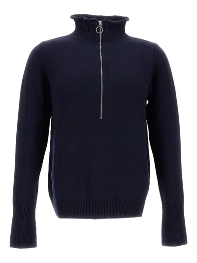 拉链领开合毛衣