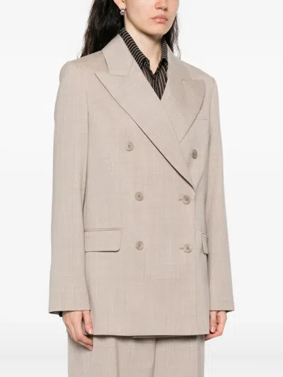 Joseph Double-breasted Checked Blazer In Neutral