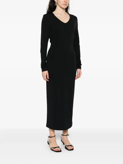 Emporio Armani Midi Dress Featuring Knot Detail And Open Design In Black
