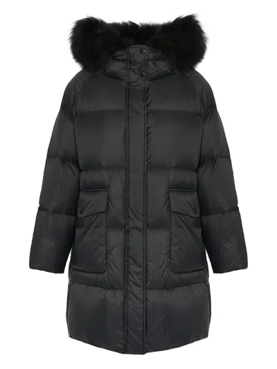 Yves Salomon Army Collection Long Down Raglan Jacket In Black