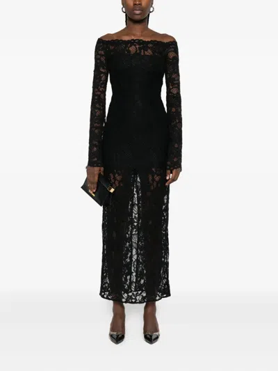 Manurí Lace-embellished Boat-neck Maxi Dress In Black
