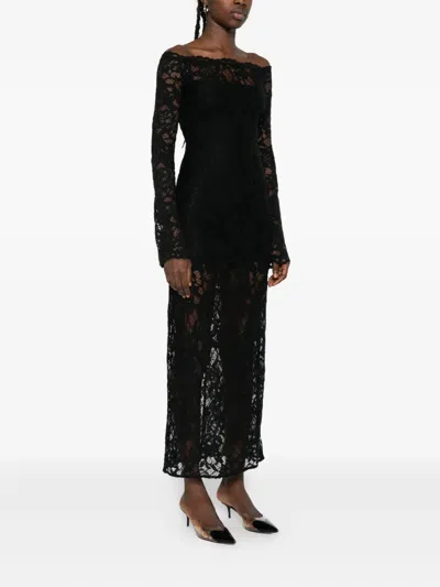 Manurí Lace-embellished Boat-neck Maxi Dress In Black