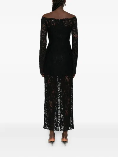 Manurí Lace-embellished Boat-neck Maxi Dress In Black