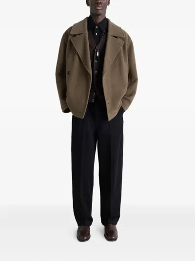 Lemaire Double-breasted Jacket In Brown