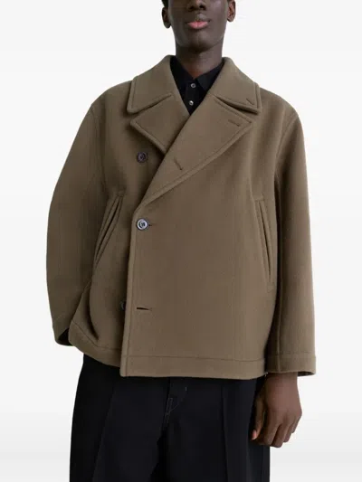 Lemaire Double-breasted Jacket In Brown