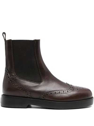 Agl Attilio Giusti Leombruni Elastic-insert Brogue Boots In Brown