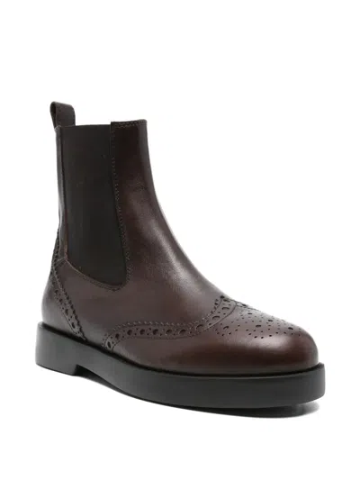 Agl Attilio Giusti Leombruni Elastic-insert Brogue Boots In Brown