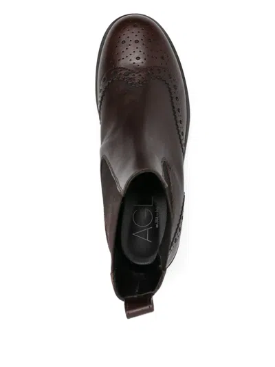 Agl Attilio Giusti Leombruni Elastic-insert Brogue Boots In Brown