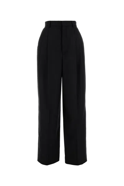 Moschino Wide-leg Trousers In Black Virgin Wool With Double Pleat Design In Black