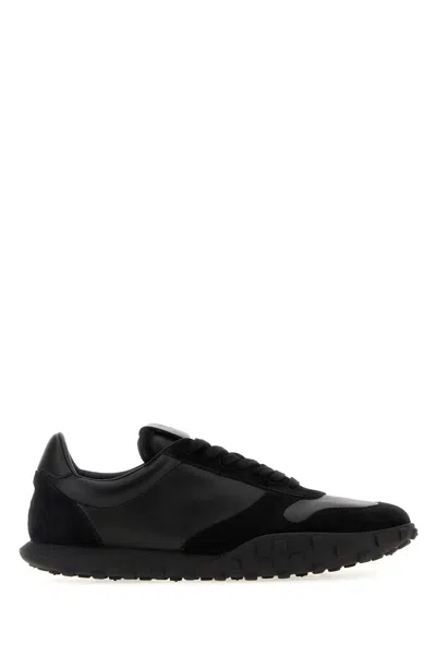 Jil Sander Low Laced Sneakers With Vulcanized Rubber Sole In Black
