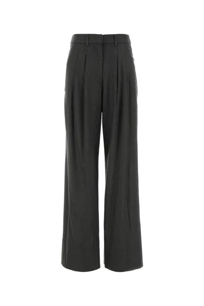 Pt Torino Charcoal Stretch Wool Blend Wide-leg Pant In Black