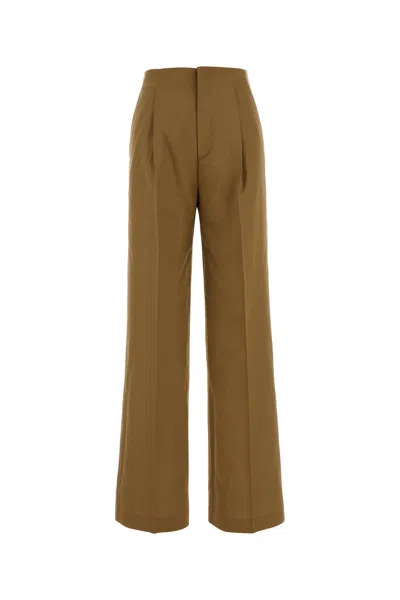 Alberta Ferretti Camel Stretch Polyester Blend Palazzo Pant In Brown