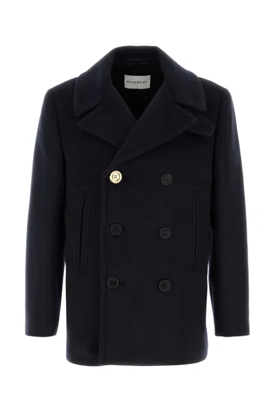 Givenchy Double-breasted Coat Featuring Front Pockets In Blue
