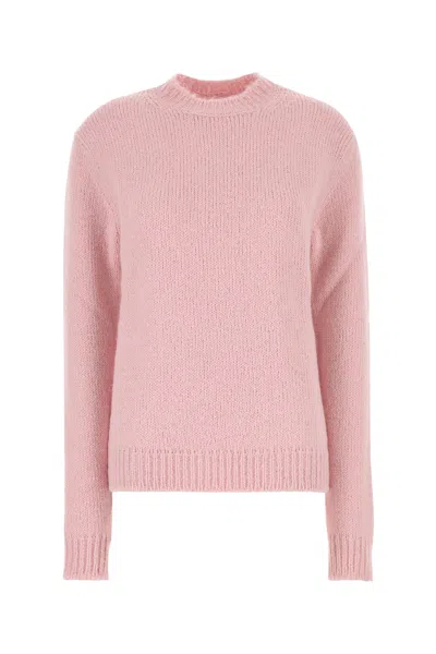Jil Sander Oversize Crew Neck Alpaca Blend Sweater In Pink