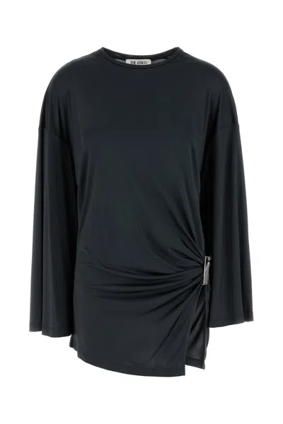 Attico Dark Grey Mini Dress In Black